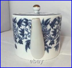 Antique Vintage Wedgwood Blue & White Peony Pattern Teapot Old pre 1891