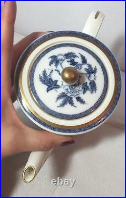 Antique Vintage Wedgwood Blue & White Peony Pattern Teapot Old pre 1891