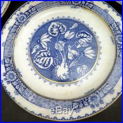 Antique WEDGWOOD Blue & White AESTHETIC Transferware Dessert Plates Set A DURER