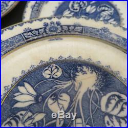 Antique WEDGWOOD Blue & White AESTHETIC Transferware Dessert Plates Set A DURER