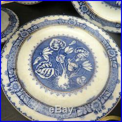 Antique WEDGWOOD Blue & White AESTHETIC Transferware Dessert Plates Set A DURER