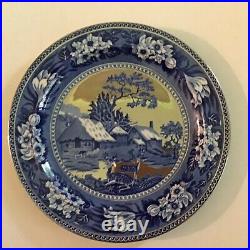 Antique Wedgwood Blue & White Fallow Deer Silver Luster 10 Dinner Plate