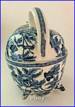 Antique Wedgwood Peony Simple Yet Perfect Teapot Blue & White Transfer c1909