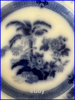 Antique Wedgwood Pottery Flow Blue Palm 1875 Dinner Plate