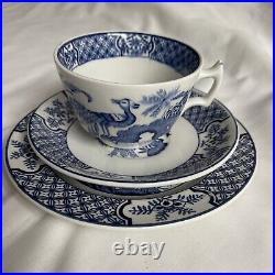 Antique Yuan blue and white china tea cup and sauce 6 tea plates by Wood and Son
