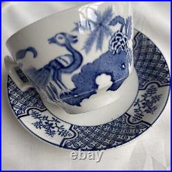 Antique Yuan blue and white china tea cup and sauce 6 tea plates by Wood and Son