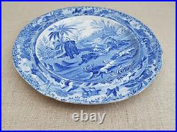 Antique c1820 Spode Death of the Bear Dinner Plate Indian Sporting Scenes