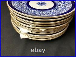 Antique (ca. 1878) Set Of 11 Royal Worcester England Lily 9 Luncheon Plates Blue