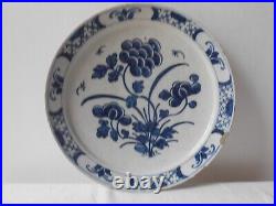 Antique ceramic Delft blue &white large plate. Charger Pottery. 18th. Mark