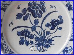 Antique ceramic Delft blue &white large plate. Charger Pottery. 18th. Mark