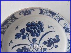 Antique ceramic Delft blue &white large plate. Charger Pottery. 18th. Mark