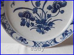 Antique ceramic Delft blue &white large plate. Charger Pottery. 18th. Mark