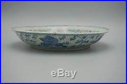 Antique chinese Ming dynasty blue and white porcelain plate