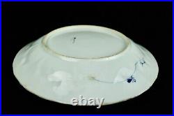 Antique chinese blue and white plate with ladies, Qing