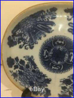 Antuques Chinese Canton Fitzhugh Blue White Large Oval Platter