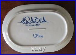 Arabia Anemone Finland oval platter & chop plate blue white Scandinavian design