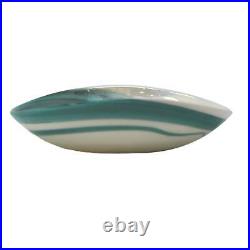 Art Glass Aqua Blue White 7 in Decorative Bowl Set 2 Italy Murano Folded Swirl