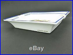 Authentic HERMES Carriage Riding with Gold, Blue and White Ashtray Plate #15696