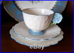 Aynsley White And Blue Flower Handled Cup, Saucer, Plate