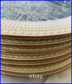 BAUM BROTHERS MARRAKESH DINNER PLATE 11 SCROLL ON BLUE TURQUOISE Set Of 7