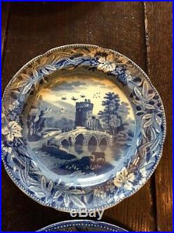 BLUE & WHITE PLATES (7) CIRCA 1820's VARIOUS COUNTRY SCENES 7 PLATES! 
