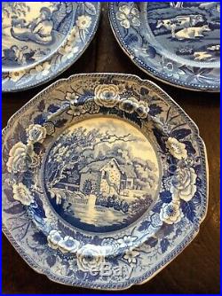 BLUE & WHITE PLATES (7) CIRCA 1820's VARIOUS COUNTRY SCENES 7 PLATES! 