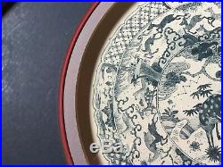BOMBAY CO. MING DYNASTY Blue & White Porcelain Plate Prints DEER CRANE Pair