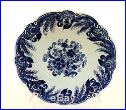 Beautiful 9.5 Delft Blue & White Floral Cabinet Plate, Signed