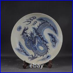 Beautiful Chinese Hand Painting Blue White Porcelain Dragon Plate