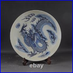 Beautiful Chinese Hand Painting Blue White Porcelain Dragon Plate