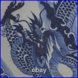 Beautiful Chinese Hand Painting Blue White Porcelain Dragon Plate