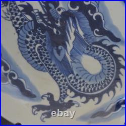 Beautiful Chinese Hand Painting Blue White Porcelain Dragon Plate