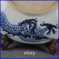 Beautiful Chinese Hand Painting Blue White Porcelain Dragon Plate