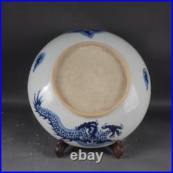 Beautiful Chinese Hand Painting Blue White Porcelain Dragon Plate