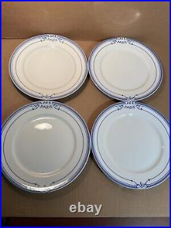 Bernardaud Café Paris Limoges France Set Of 4 Blue Dinner Plates 10-1/4