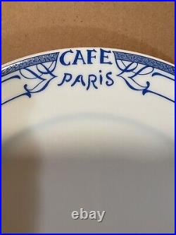 Bernardaud Café Paris Limoges France Set Of 4 Blue Dinner Plates 10-1/4