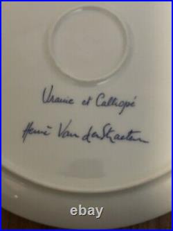 Bernardaud Limoges Bacchanale Blue White Decorative Plate, Herve VanDer Straeten