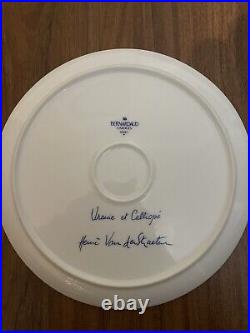 Bernardaud Limoges Bacchanale Blue White Decorative Plate, Herve VanDer Straeten