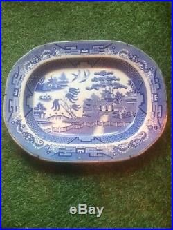 Big Antique Chinese Porcelain Blue White Octagonal Plate 18th Century Marked