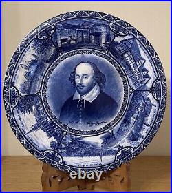 Blue And White Transferware Plate Of Shakespeare By Samuel Hancock & Sons 1904