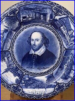 Blue And White Transferware Plate Of Shakespeare By Samuel Hancock & Sons 1904