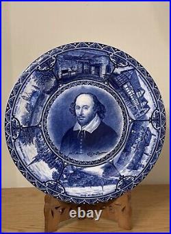 Blue And White Transferware Plate Of Shakespeare By Samuel Hancock & Sons 1904