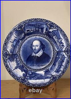 Blue And White Transferware Plate Of Shakespeare By Samuel Hancock & Sons 1904