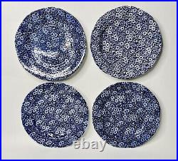 Blue Calico Staffordshire England China 10.5 Dinner Plate Crownford Blue white