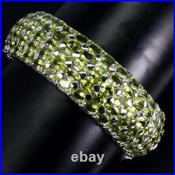 Blue Sapphire Emerald Peridot 14K White Gold Plate 925 Sterling Silver Bangle