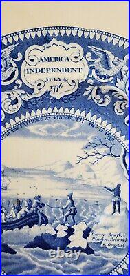 Blue Staffordshire Transferware Plate America Independence Enoch Wood c 1825