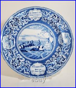 Blue Staffordshire Transferware Plate America Independence Enoch Wood c 1825