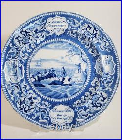 Blue Staffordshire Transferware Plate America Independence Enoch Wood c 1825