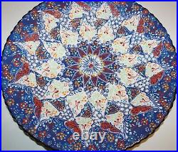 Blue & White 16 Turkish Handpainted Iznik Raised Floral Pattern Ceramic Plate