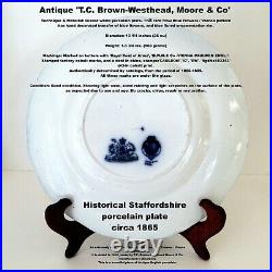 Blue & White/Antique Staffordshire Historical Porcelain plate/Cauldon, 1890s